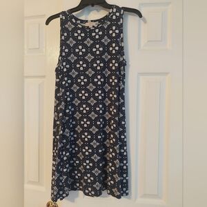 LOFT Navy and White Geometric Mini Dress